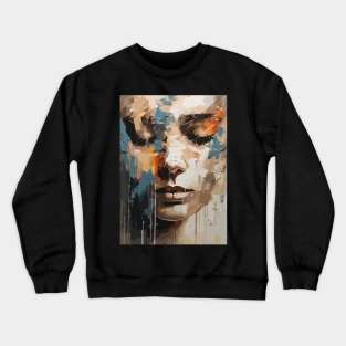 Sadness Abstract Art Face of a Woman Crewneck Sweatshirt